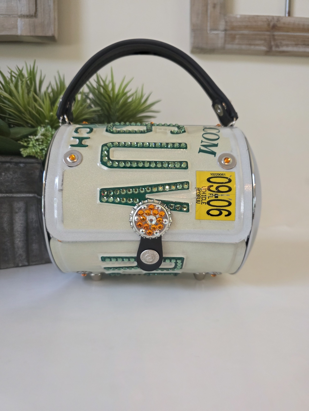 Vintage Littlearth Roadflair FL Swarovski Crystal License Plate Hand Bag- Rare - Picture 5 of 17